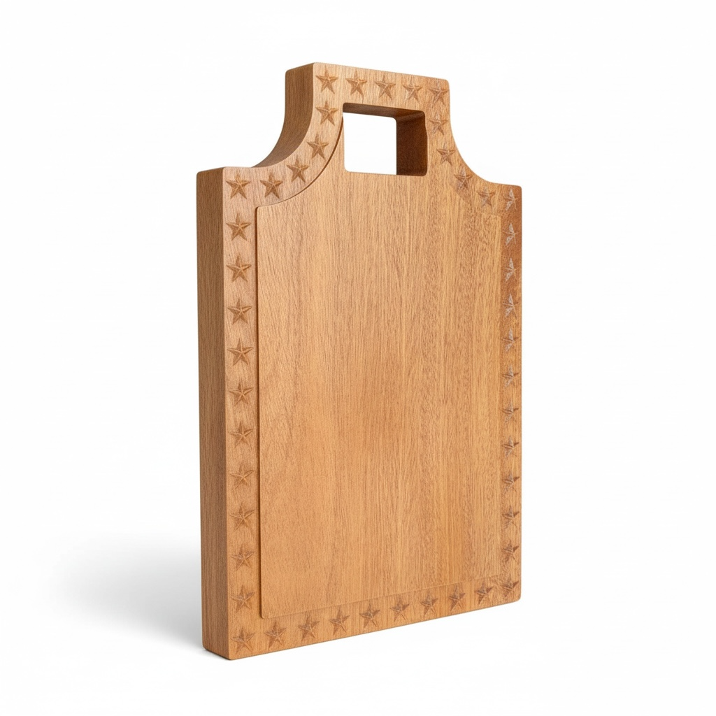 The Liberty | One Solid Piece of Sipo Mahogany Wood | 3D Star Border | Engraving Available