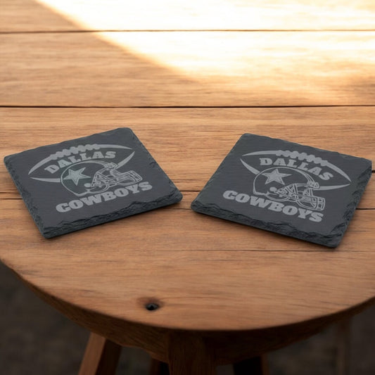 Sports Team Engraved Slate Coasters | Set of 2 | Customize Your Own