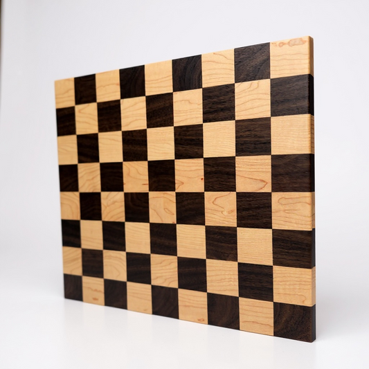 Walnut and Maple Checkered Cutting Board | 13.5 x 12 Inches | Holding Grooves