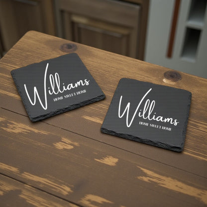 Engraved Slate Coasters | Company and Closing Gifts | Set of 2 or 4