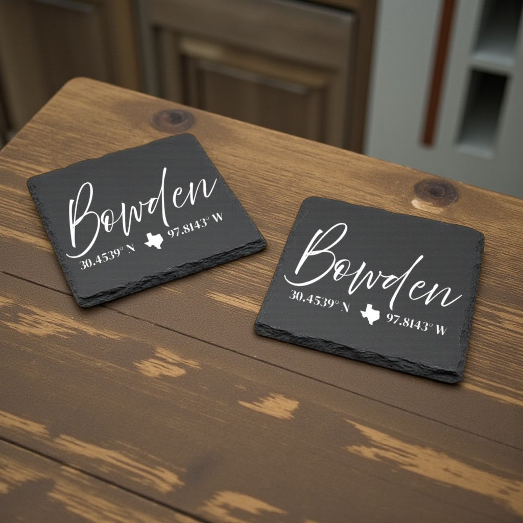 Engraved Slate Coasters | Company and Closing Gifts | Set of 2 or 4