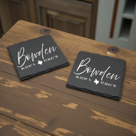 Engraved Slate Coasters | Company and Closing Gifts | Set of 2 or 4