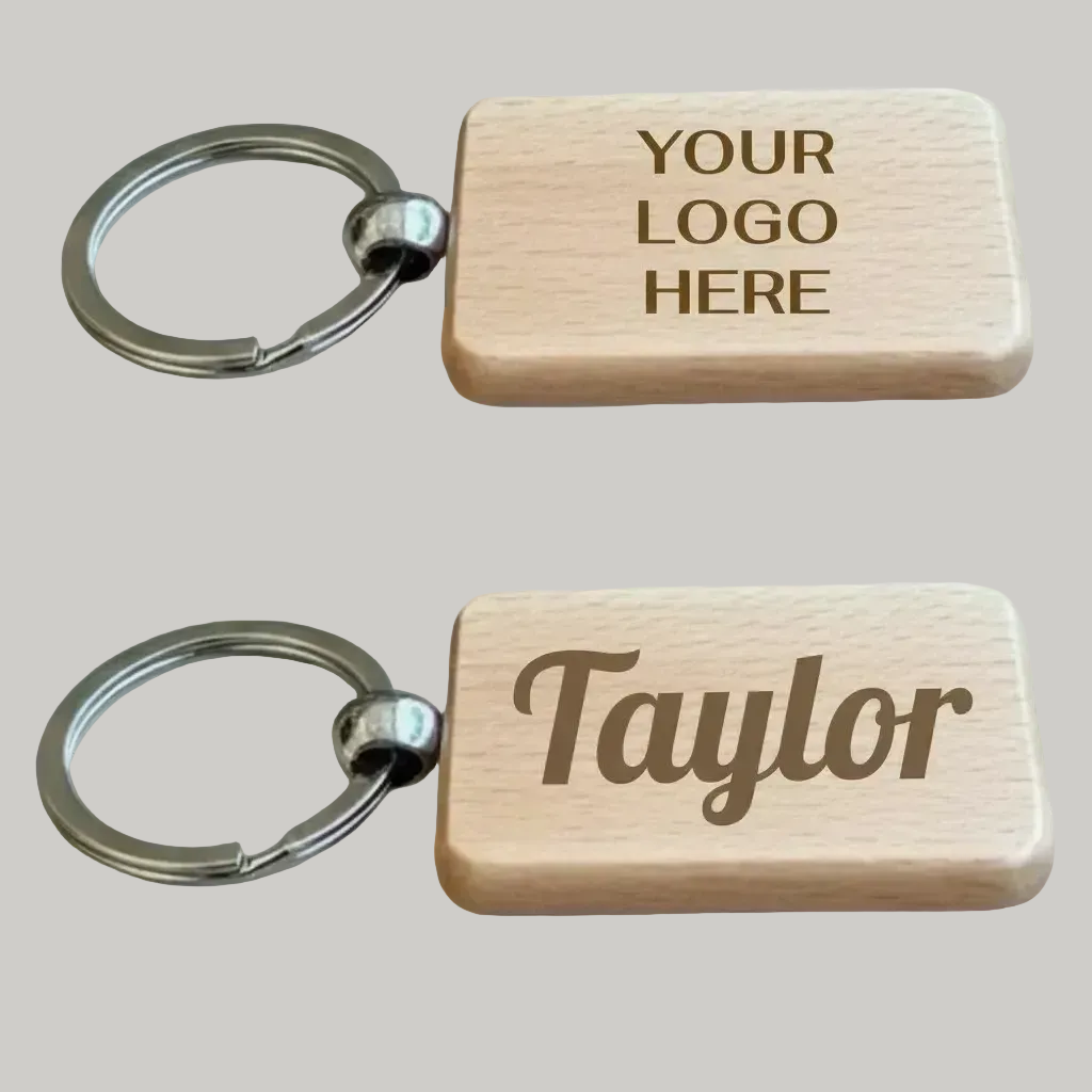 Engraved Wooden Keychains | Brand with your Logo | Personalize for your Clients, Family and Friends | Branding