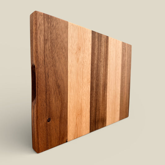 Acacia and Beechwood Striped Board | 14 x 10 Inches | Side Groove for Easy Handling